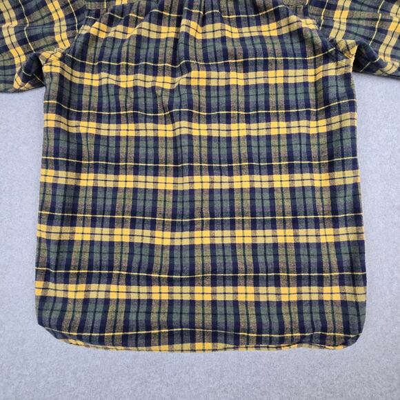 L.L.Bean Shirt Mens Size Large Tall Flannel Yellow Blue Plaid - Picture 10 of 16